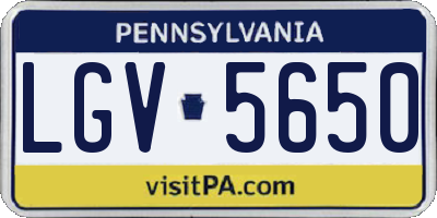 PA license plate LGV5650