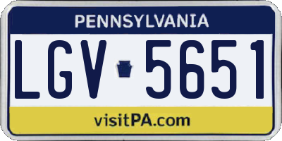PA license plate LGV5651