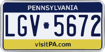 PA license plate LGV5672