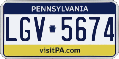 PA license plate LGV5674