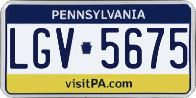 PA license plate LGV5675