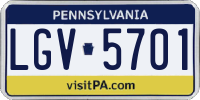 PA license plate LGV5701