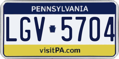 PA license plate LGV5704
