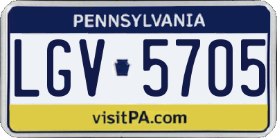 PA license plate LGV5705