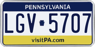 PA license plate LGV5707