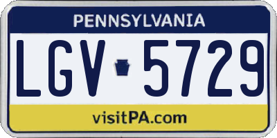 PA license plate LGV5729