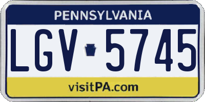 PA license plate LGV5745