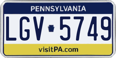 PA license plate LGV5749