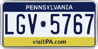 PA license plate LGV5767