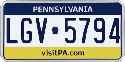 PA license plate LGV5794