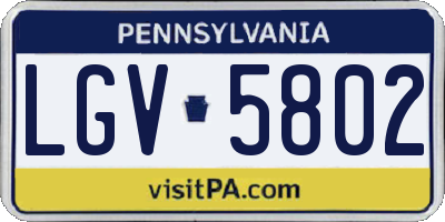 PA license plate LGV5802