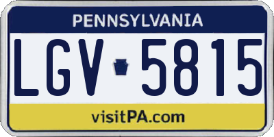 PA license plate LGV5815