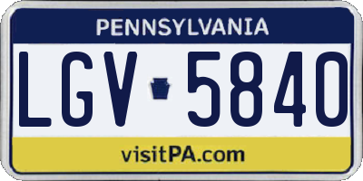 PA license plate LGV5840