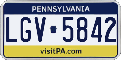 PA license plate LGV5842