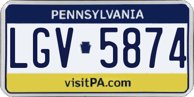 PA license plate LGV5874