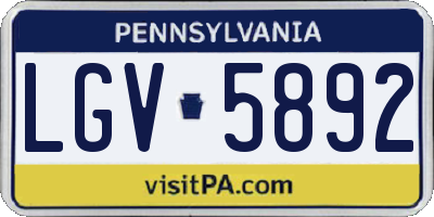 PA license plate LGV5892