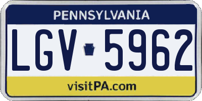 PA license plate LGV5962