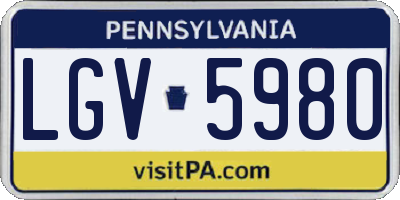 PA license plate LGV5980