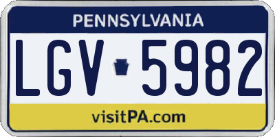 PA license plate LGV5982
