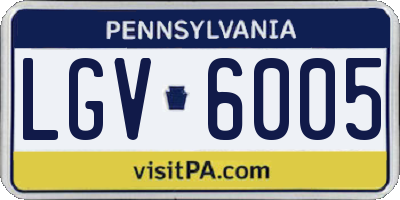PA license plate LGV6005