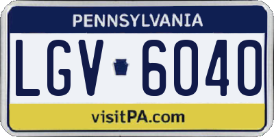 PA license plate LGV6040