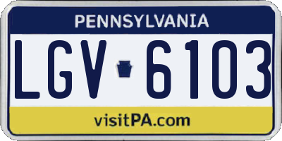 PA license plate LGV6103