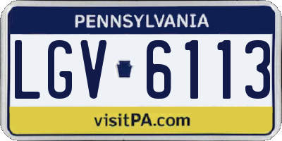 PA license plate LGV6113