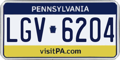 PA license plate LGV6204