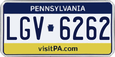 PA license plate LGV6262