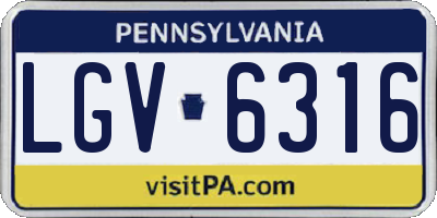 PA license plate LGV6316