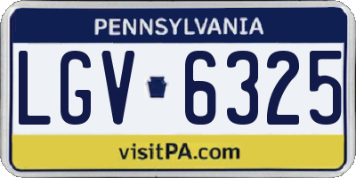PA license plate LGV6325