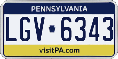 PA license plate LGV6343