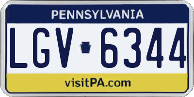 PA license plate LGV6344