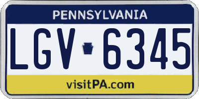 PA license plate LGV6345