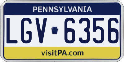 PA license plate LGV6356