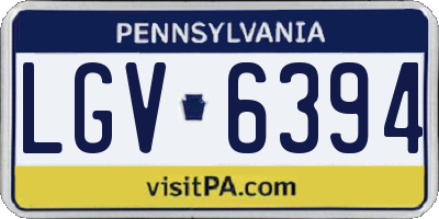 PA license plate LGV6394