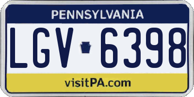 PA license plate LGV6398