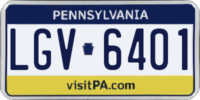 PA license plate LGV6401