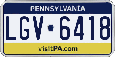 PA license plate LGV6418