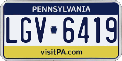 PA license plate LGV6419