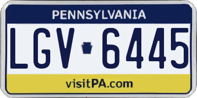 PA license plate LGV6445