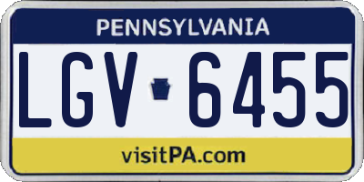 PA license plate LGV6455