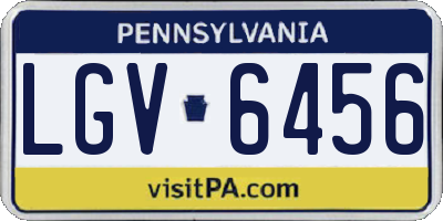 PA license plate LGV6456