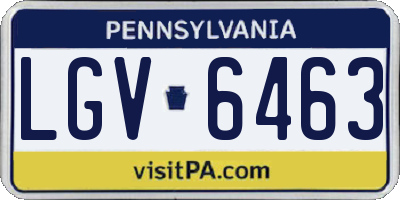 PA license plate LGV6463