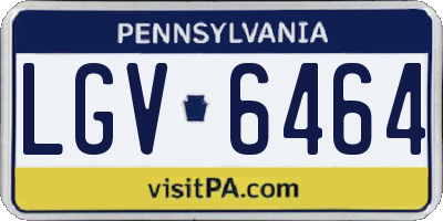 PA license plate LGV6464