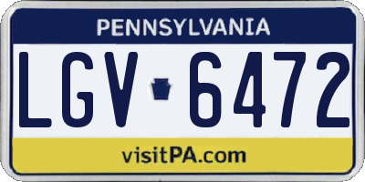 PA license plate LGV6472