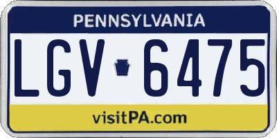 PA license plate LGV6475