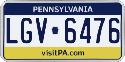 PA license plate LGV6476