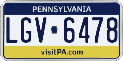 PA license plate LGV6478