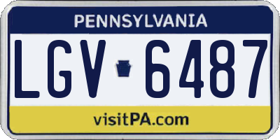 PA license plate LGV6487